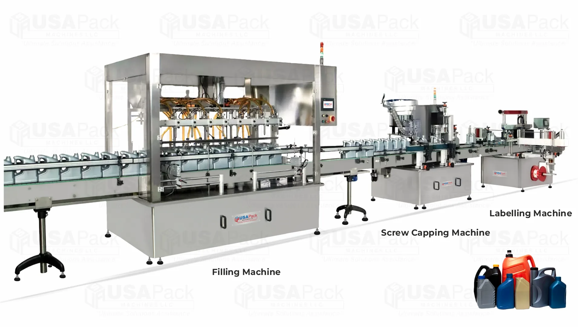 Complete Lubricant Oil Packaging Line for Bottles and Jerry Cans